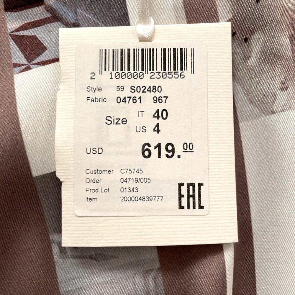 SALE! Peserico Tan, White & Grey Printed Dress - Picture 13 of 13